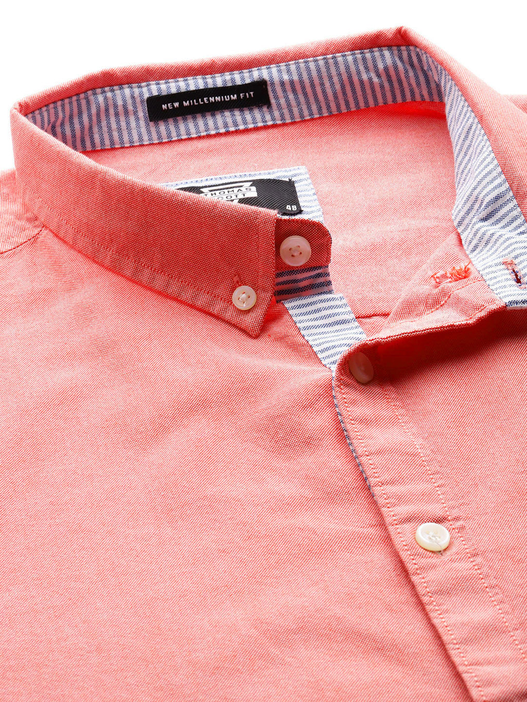Red Plus Size Regular Fit Long Sleeves Button-Down Collar Cotton Casual Shirt For Men