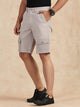 Grey Straight Fit Mid-Rise Cargo Shorts For Men