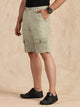 Light Olive Straight Fit Mid-Rise Cargo Shorts For Men