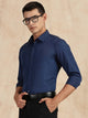 Thomas Scott Men Navy Slim Fit Long Sleeves Button-Down Collar Solid Filafil Formal Shirt