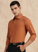 Thomas Scott Men Orange Slim Fit Long Sleeves Button-Down Collar Solid Filafil Formal Shirt