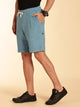 Blue Regular Fit Mid-Rise Knee Length Drawstring Closure Knitted Shorts For Men