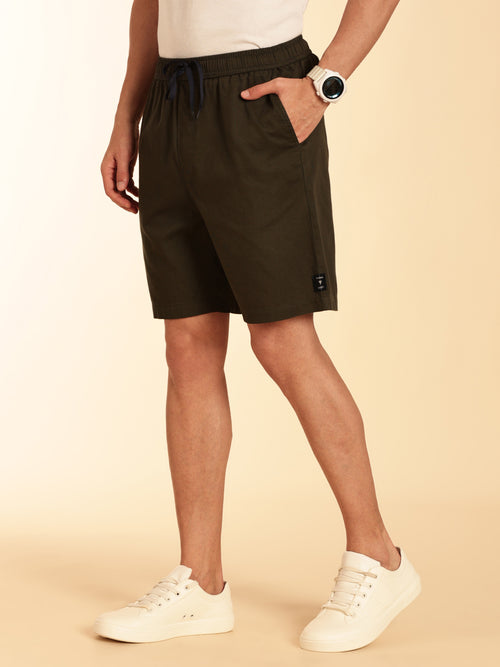 Thomas Scott Men Bottle Green Mid-Rise Regular Fit Cotton Woven Boxer Shorts