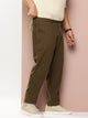 Thomas Scott Men Dark Olive Plus Size Smart Easy Wash Regular Fit Mid-Rise Solid Woven Trouser