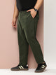 Green Plus Size Smart Easy Wash Regular Fit Mid-Rise Solid Woven Trouser For Men