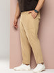 Thomas Scott Men Khaki Plus Size Smart Easy Wash Regular Fit Mid-Rise Solid Woven Trouser