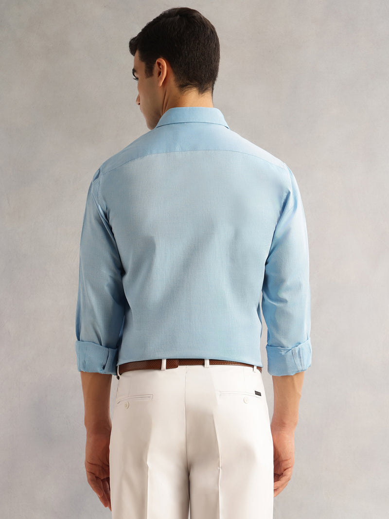 Thomas Scott Men Aqua Regular Fit Long Sleeves Cutaway Collar 100% Cotton Filafil Formal Shirt