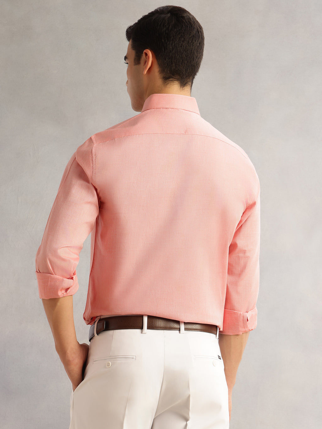 Thomas Scott Men Orange Regular Fit Long Sleeves Cutaway Collar 100% Cotton Filafil Formal Shirt