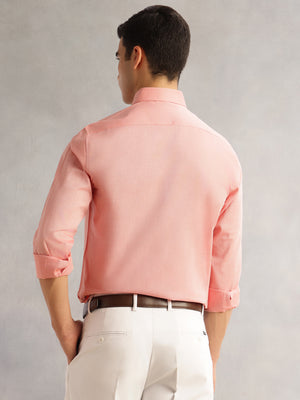 Thomas Scott Men Orange Regular Fit Long Sleeves Cutaway Collar 100% Cotton Filafil Formal Shirt