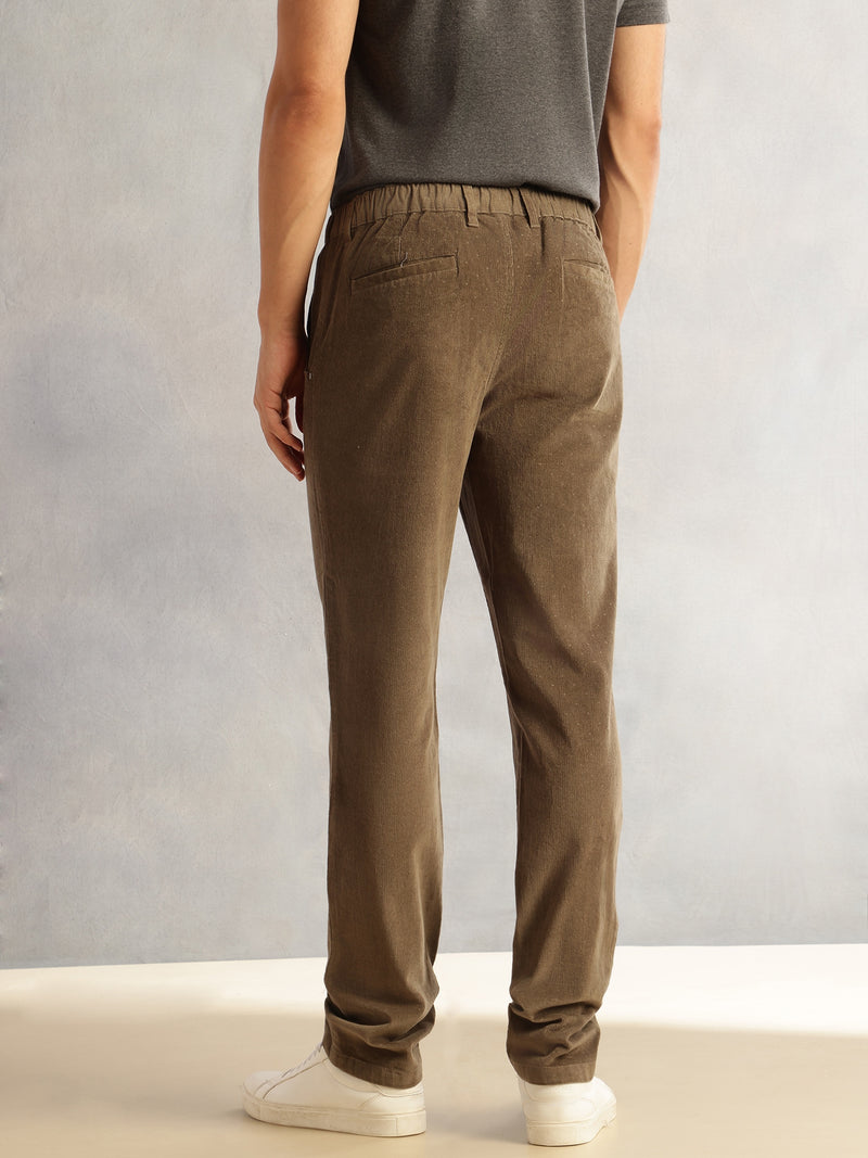 Thomas Scott Men Mint Regular Fit Mid-Rise 4 Pockets Woven Corduroy Trouser