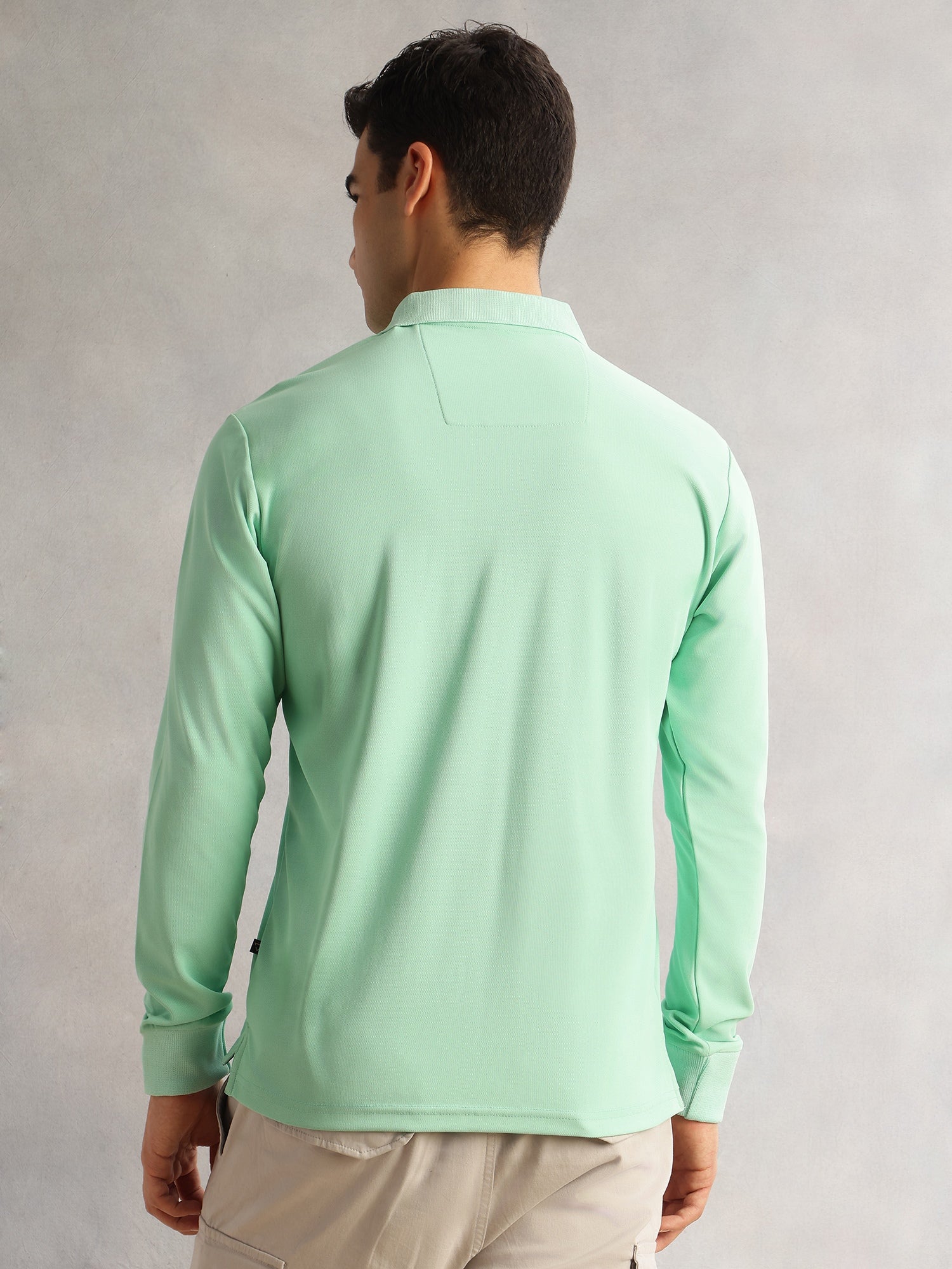 Thomas Scott Men Pista Regular Fit Long Sleeves Solid Polyester Knitted Polo Collar T-shirt