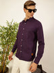 Thomas Scott Men Purple Slim Fit Long Sleeves Spread Collar Pinstripes Cotton Casual Shirt
