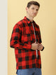 Thomas Scott Men Red Regular Fit Long Sleeves Buffalo Checked 2 Flap Pockets Twill Cotton Shirt