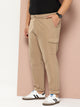 Thomas Scott Men Beige Cricket Club Plus Size Regular Fit Mid-Rise Solid Woven Cargo Trouser