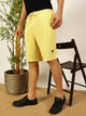 Yellow Relaxed Fit Mid-Rise Solid Knitted Shorts For Men