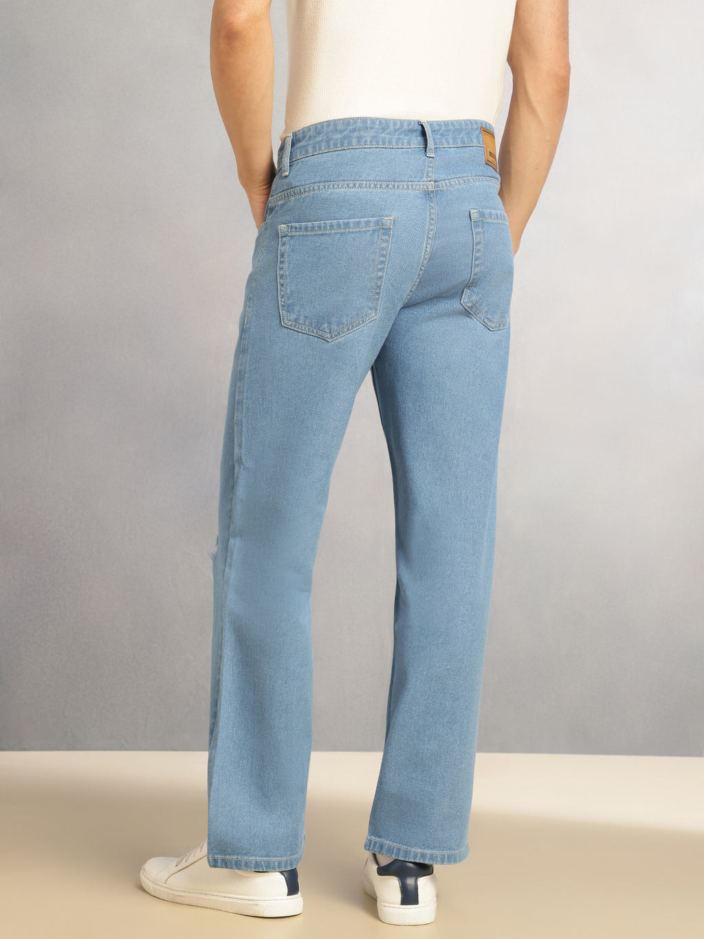 Thomas Scott Men Light Blue Mid-Rise Baggy Fit No Fade Highly Distressed 100% Cotton Non Stretchable Jeans