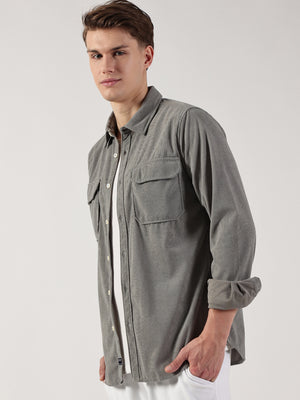 Thomas Scott Men Premium Slim Fit Opaque Corduroy Casual?Shirt