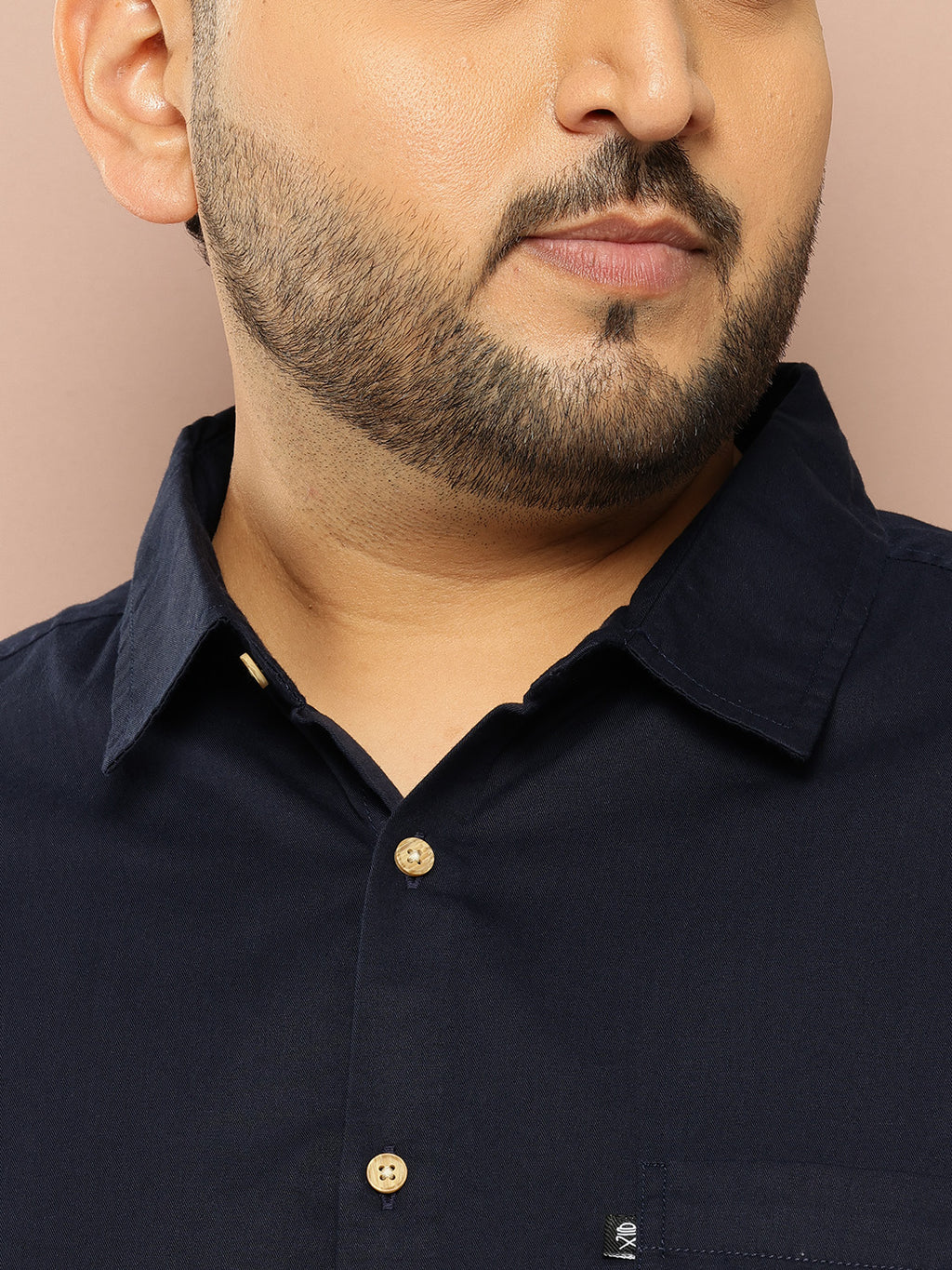 Thomas Scott Men Navy Plus Size Regular Fit Short Sleeves Spread Collar 100% Cotton Casual Shirt