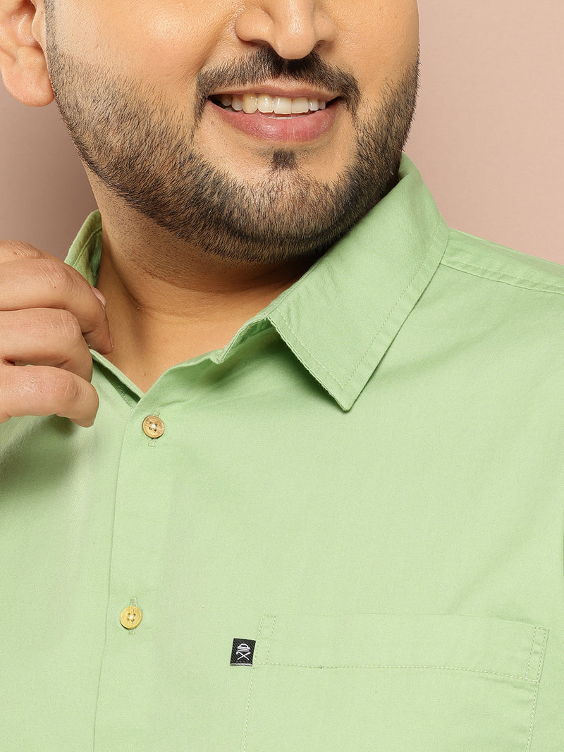 Thomas Scott Men Pista Plus Size Regular Fit Short Sleeves Spread Collar 100% Cotton Casual Shirt