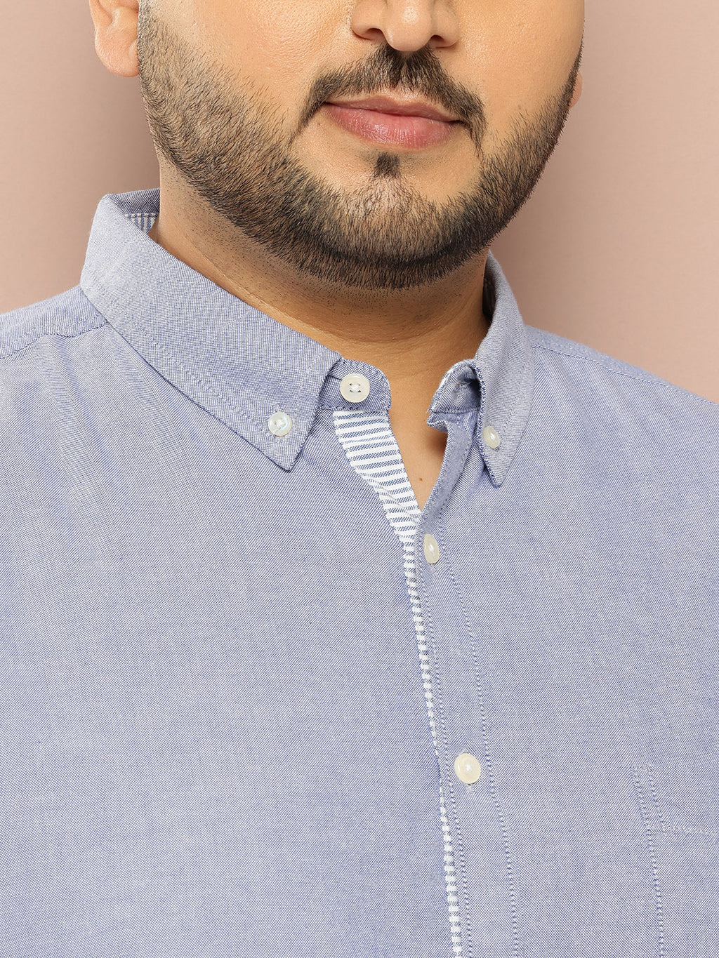 Thomas Scott Men Dark Blue Plus Size Regular Fit Long Sleeves Button-Down Collar Solid 100% Cotton Casual Shirt