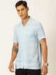 Thomas Scott Men Aqua Regular Fit Short Sleeves Cuban Collar Abstract Printed Casual Shirt