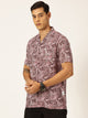 Thomas Scott Men Maroon Regular Fit Short Sleeves Cuban Collar Abstract Printed Casual Shirt