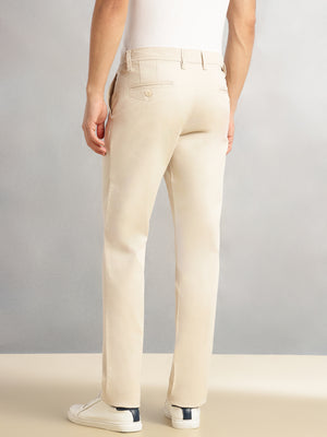 Thomas Scott Men Beige Cricket Club Collection Regular Fit Mid-Rise Solid Woven Trouser