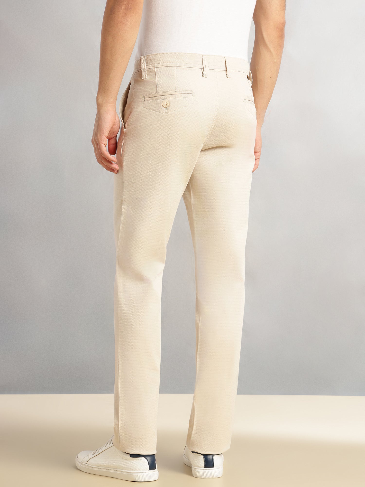 Thomas Scott Men Beige Cricket Club Collection Regular Fit Mid-Rise Solid Woven Trouser
