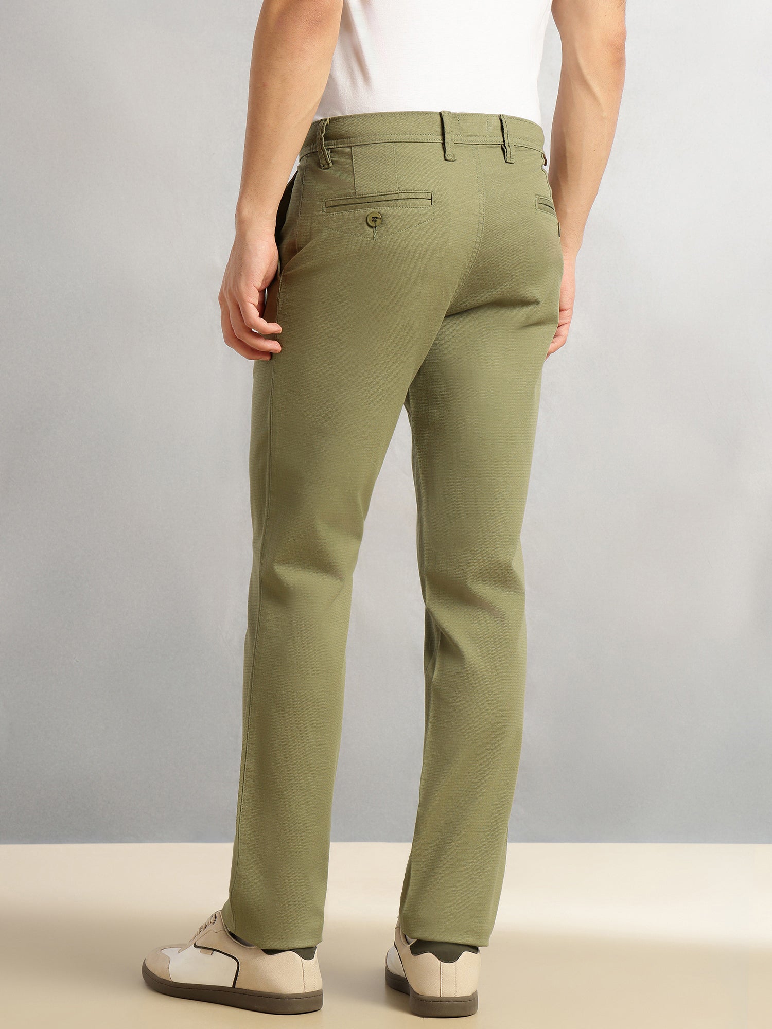 Thomas Scott Men Green Cricket Club Collection Regular Fit Mid-Rise Solid Woven Trouser