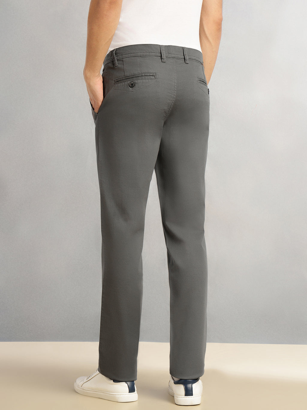 Thomas Scott Men Grey Cricket Club Collection Regular Fit Mid-Rise Solid Woven Trouser