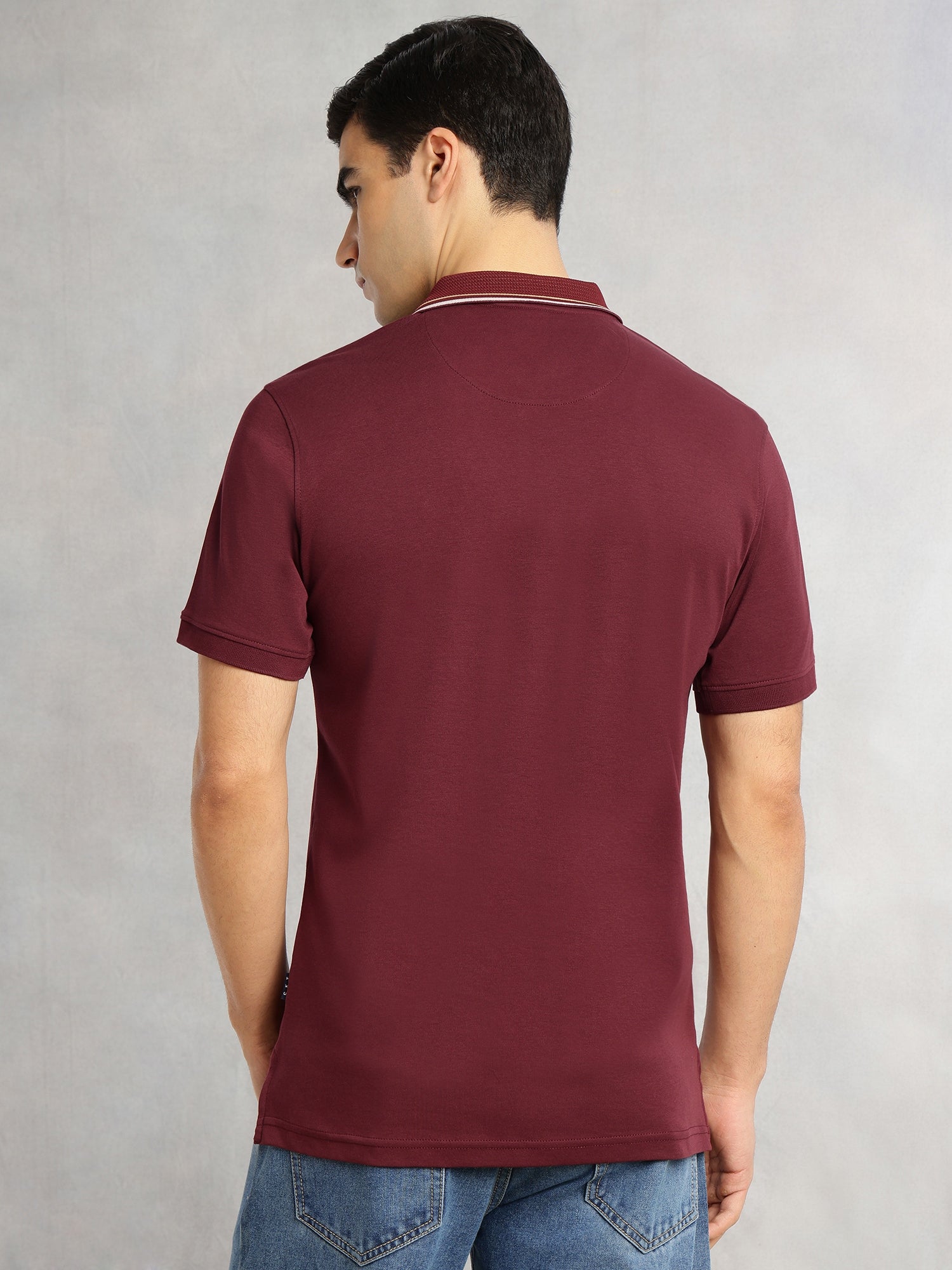Thomas Scott Men Maroon Cricket Club Collection Regular Fit Short Sleeve 100% Cotton Knitted Polo Collar T-Shirt