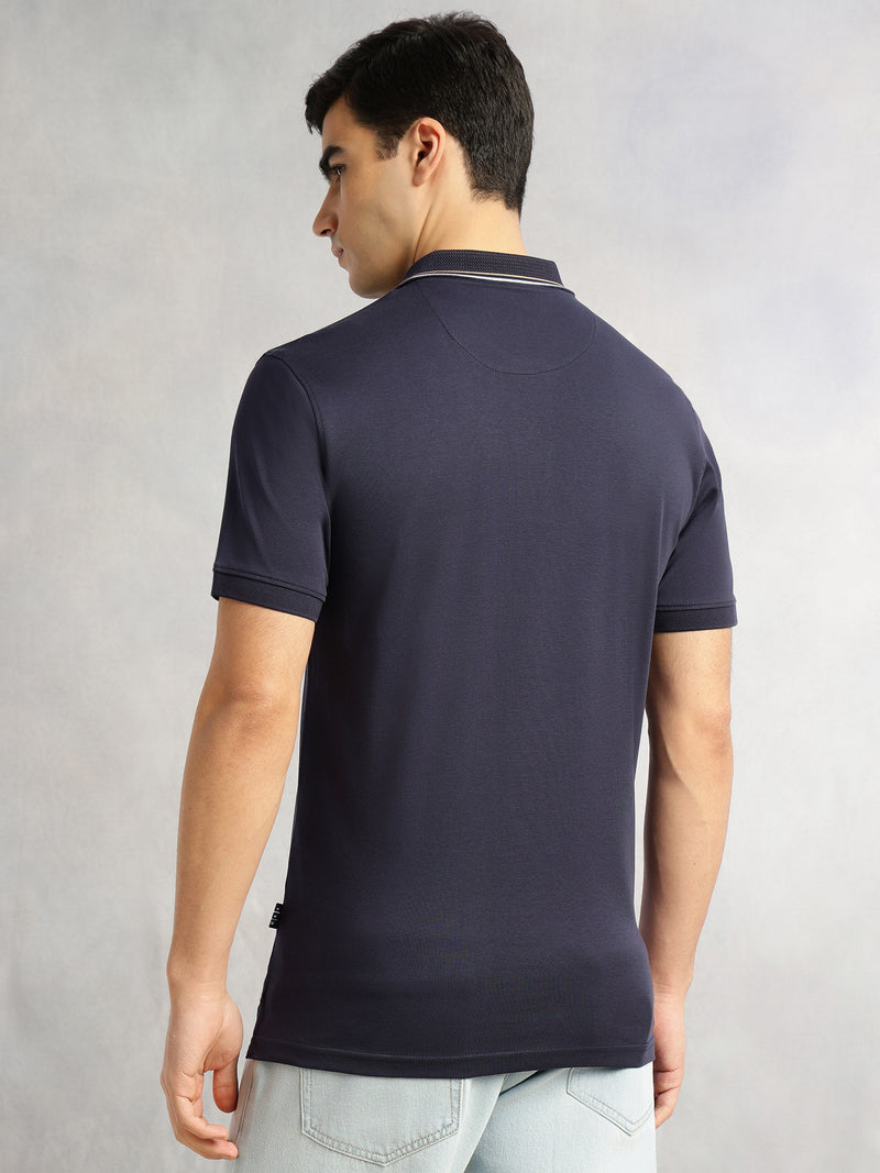 Thomas Scott Men Navy Cricket Club Collection Regular Fit Short Sleeve 100% Cotton Knitted Polo Collar T-Shirt