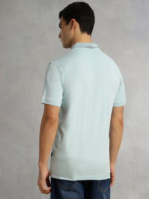Thomas Scott Men Sky Blue Cricket Club Collection Regular Fit Short Sleeve 100% Cotton Knitted Polo Collar T-Shirt