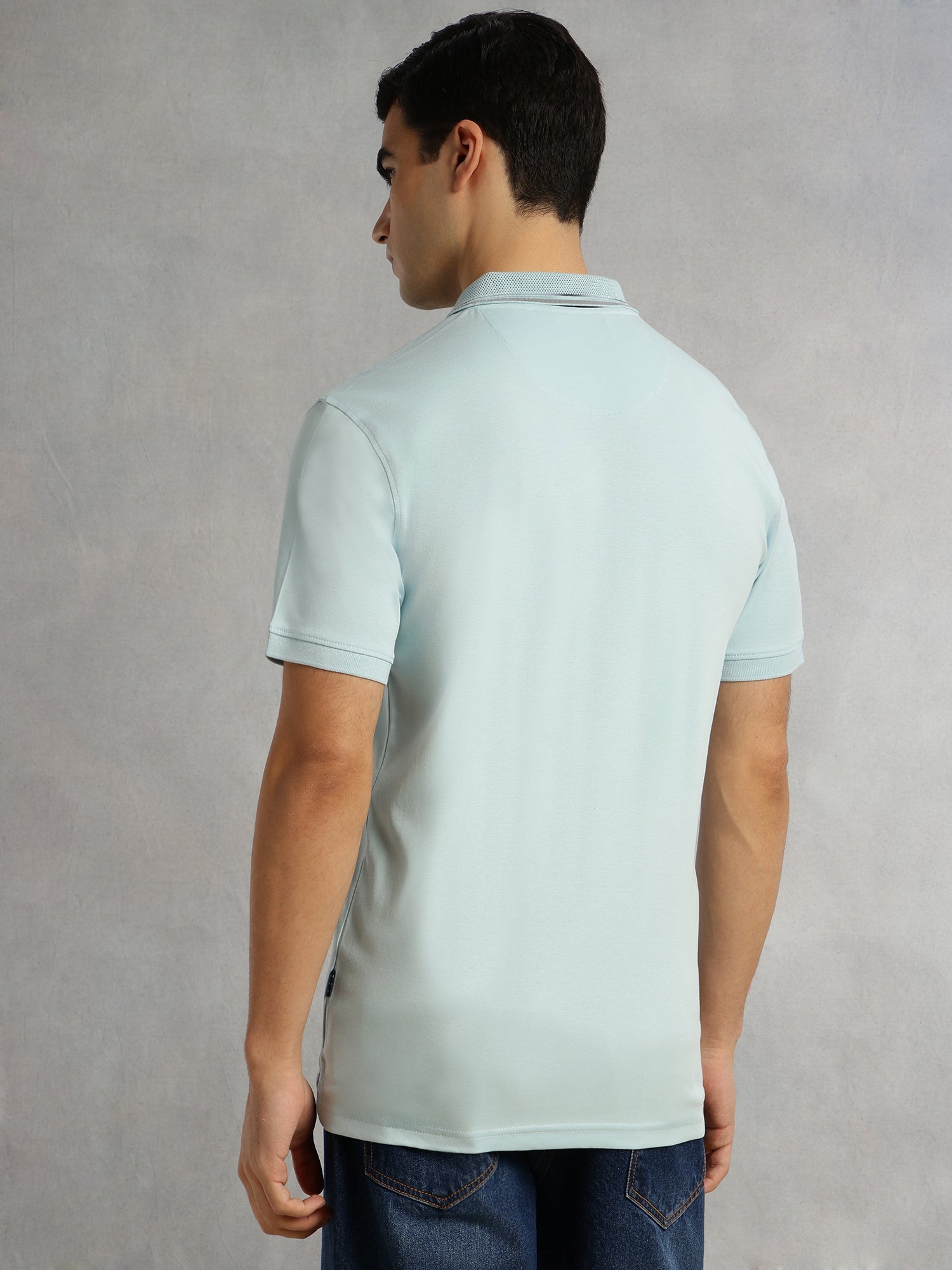 Thomas Scott Men Sky Blue Cricket Club Collection Regular Fit Short Sleeve 100% Cotton Knitted Polo Collar T-Shirt