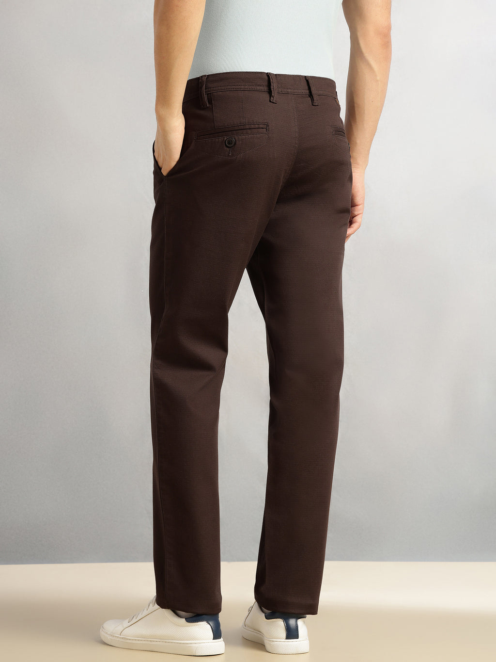 Thomas Scott Men Brown Cricket Club Collection Regular Fit Mid-Rise Solid Woven Trouser
