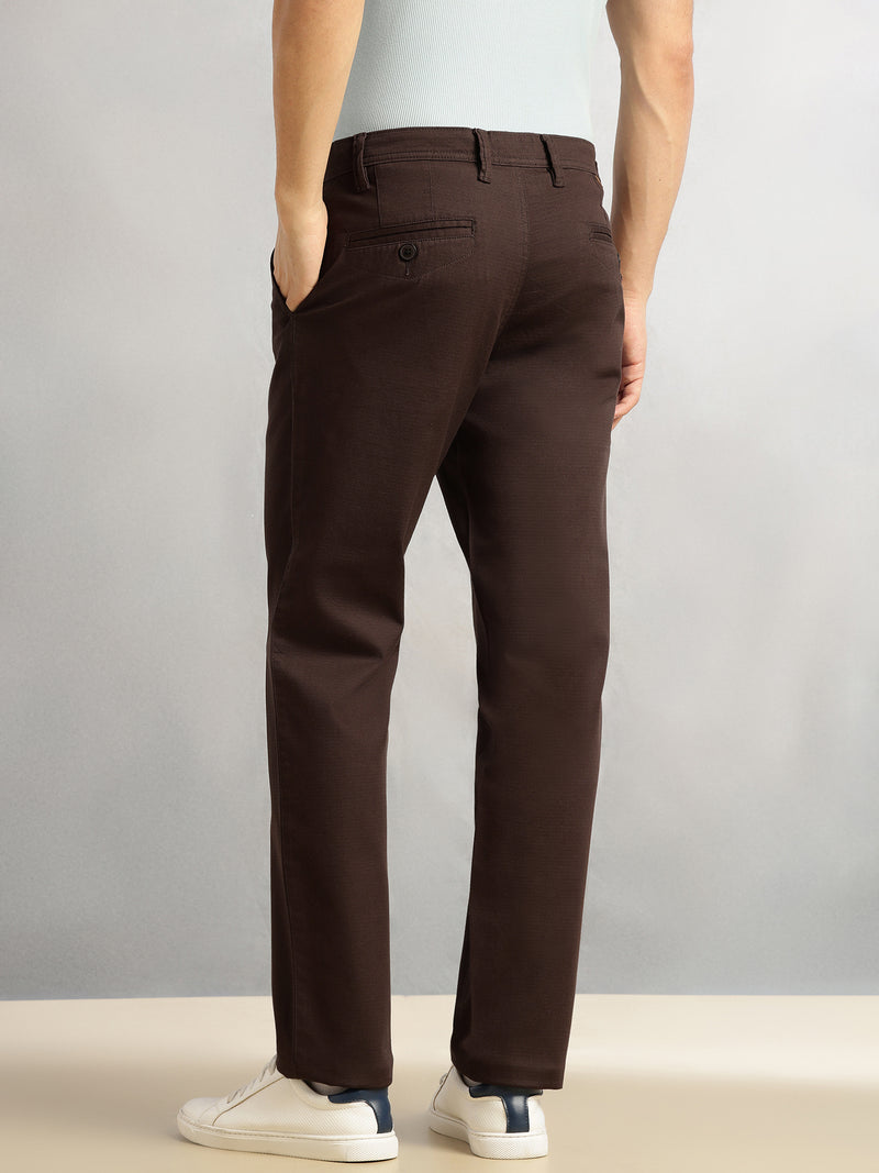 Thomas Scott Men Brown Cricket Club Collection Regular Fit Mid-Rise Solid Woven Trouser