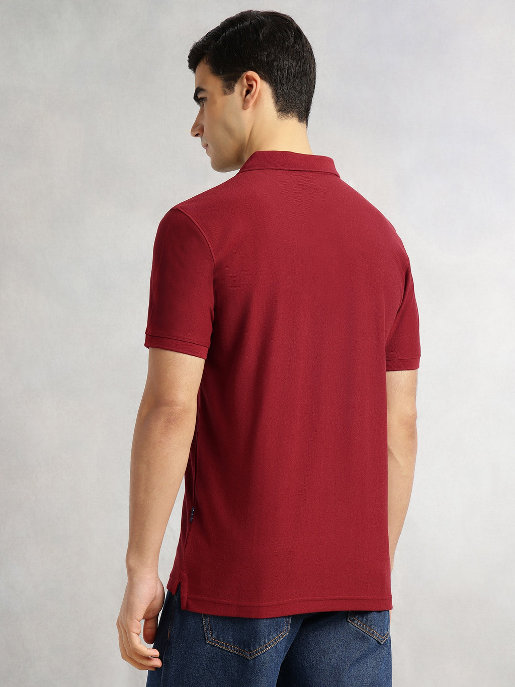 Thomas Scott Men Brick Red Regular Fit Short Sleeves Striped Cotton Polyester Knitted Polo Collar Tshirt