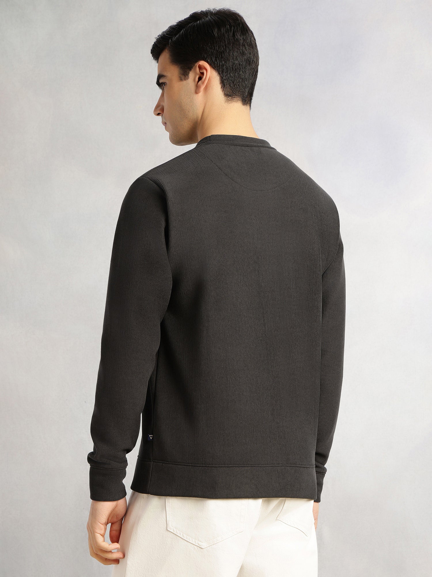 Thomas Scott Men Grey Regular Fit Long Sleeves Round Neck Solid Polyester Pullover Sweatshirt
