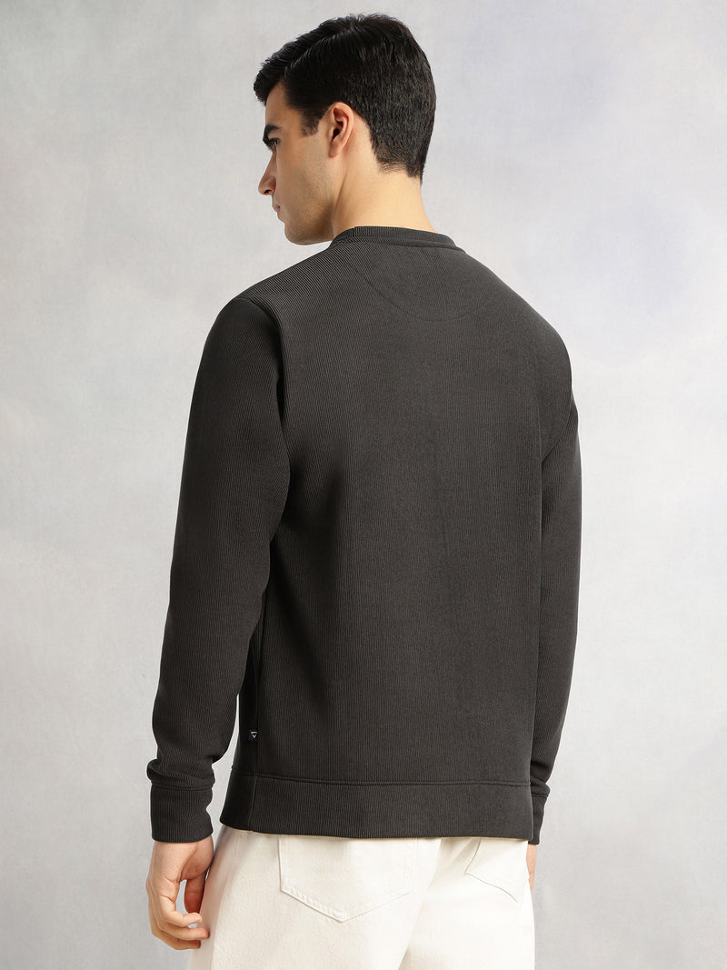 Thomas Scott Men Grey Regular Fit Long Sleeves Round Neck Solid Polyester Pullover Sweatshirt
