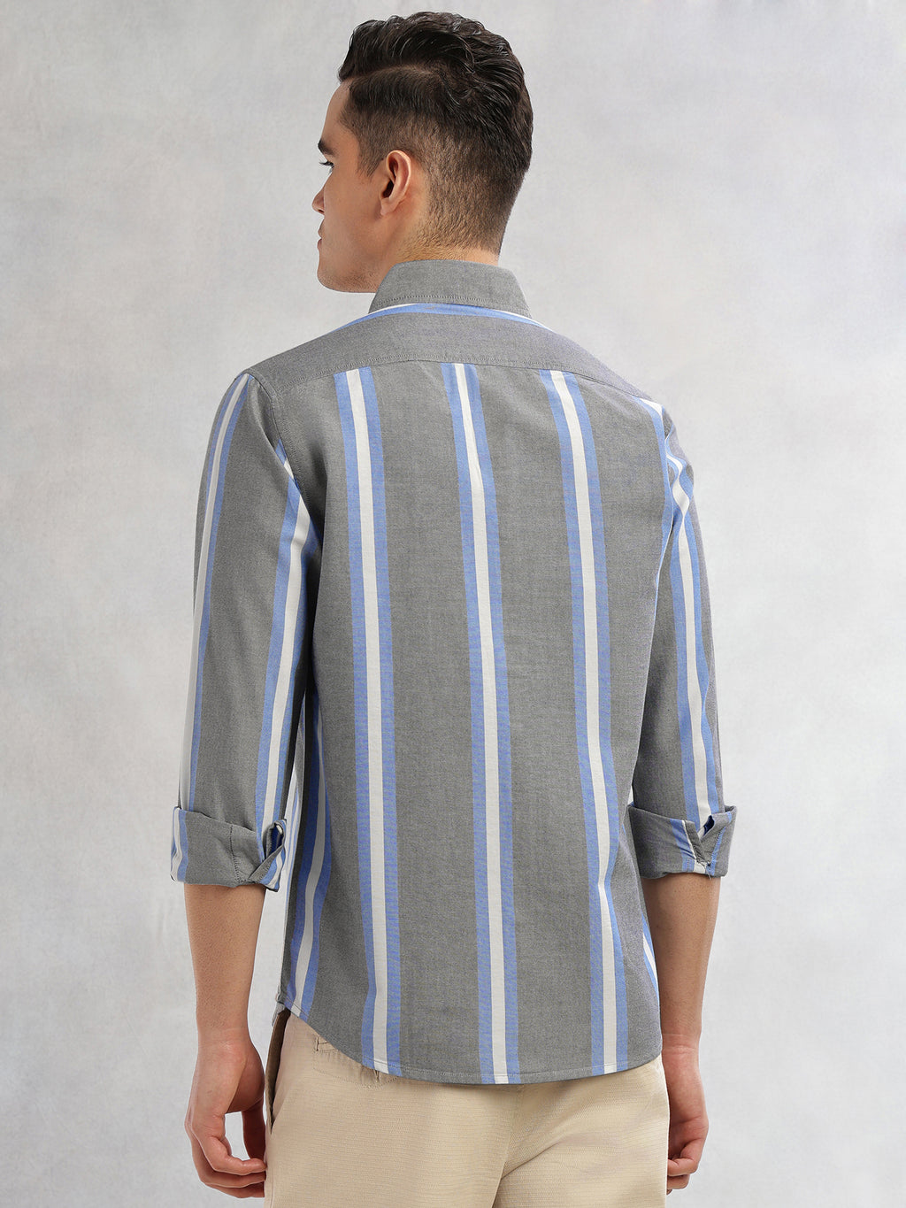 Thomas Scott Men Black Cricket Club Collection Slim Fit Long Sleeves Vertical Stripes Button Down Collar Oxford Casual | Shirt