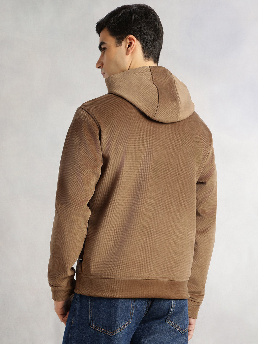 Thomas Scott Men Brown Regular Fit Long Sleeves Kangaroo Pocket Polyester Hoodie Sweatshirt