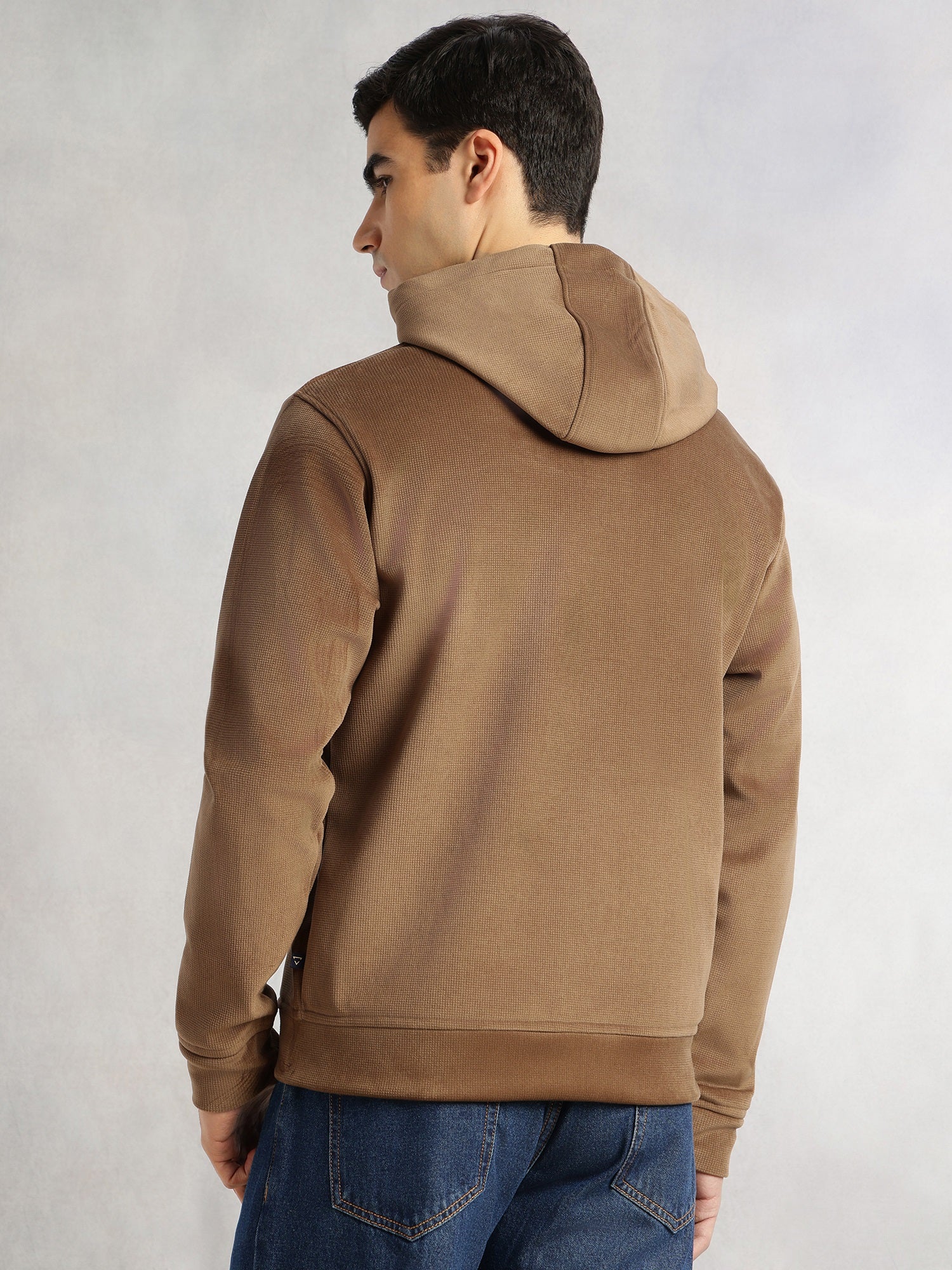 Thomas Scott Men Brown Regular Fit Long Sleeves Kangaroo Pocket Polyester Hoodie Sweatshirt