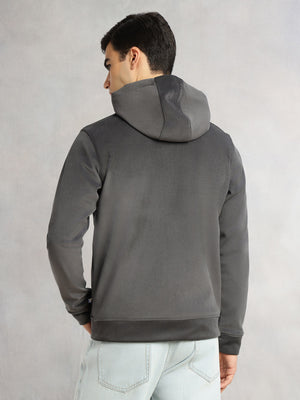 Thomas Scott Men Grey Regular Fit Long Sleeves Kangaroo Pocket Polyester Hoodie Sweatshirt
