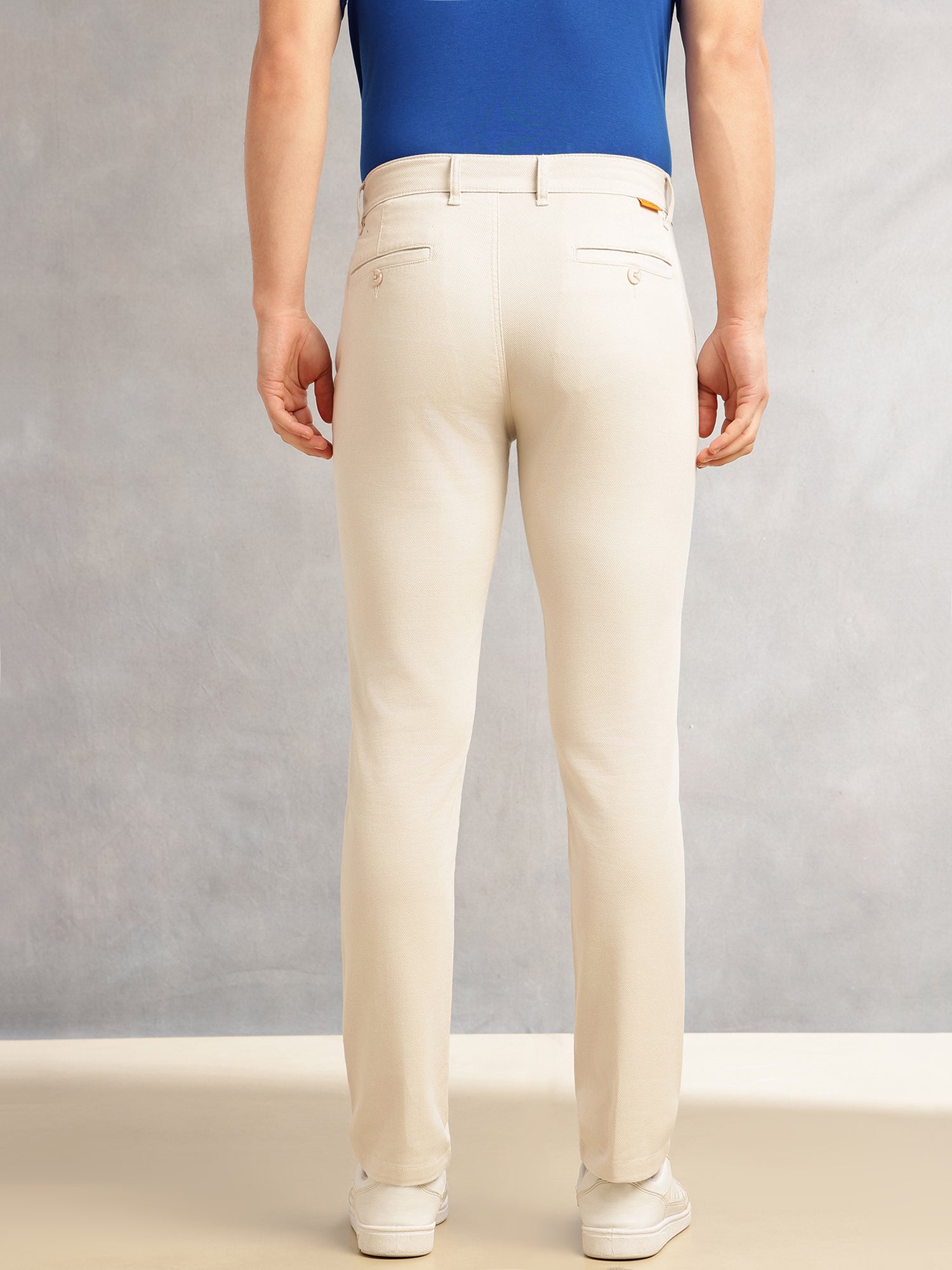 Thomas Scott Men Beige Cricket Club Collection Regular Fit Mid-Rise Solid 4 Pockets Woven Chinos Trouser