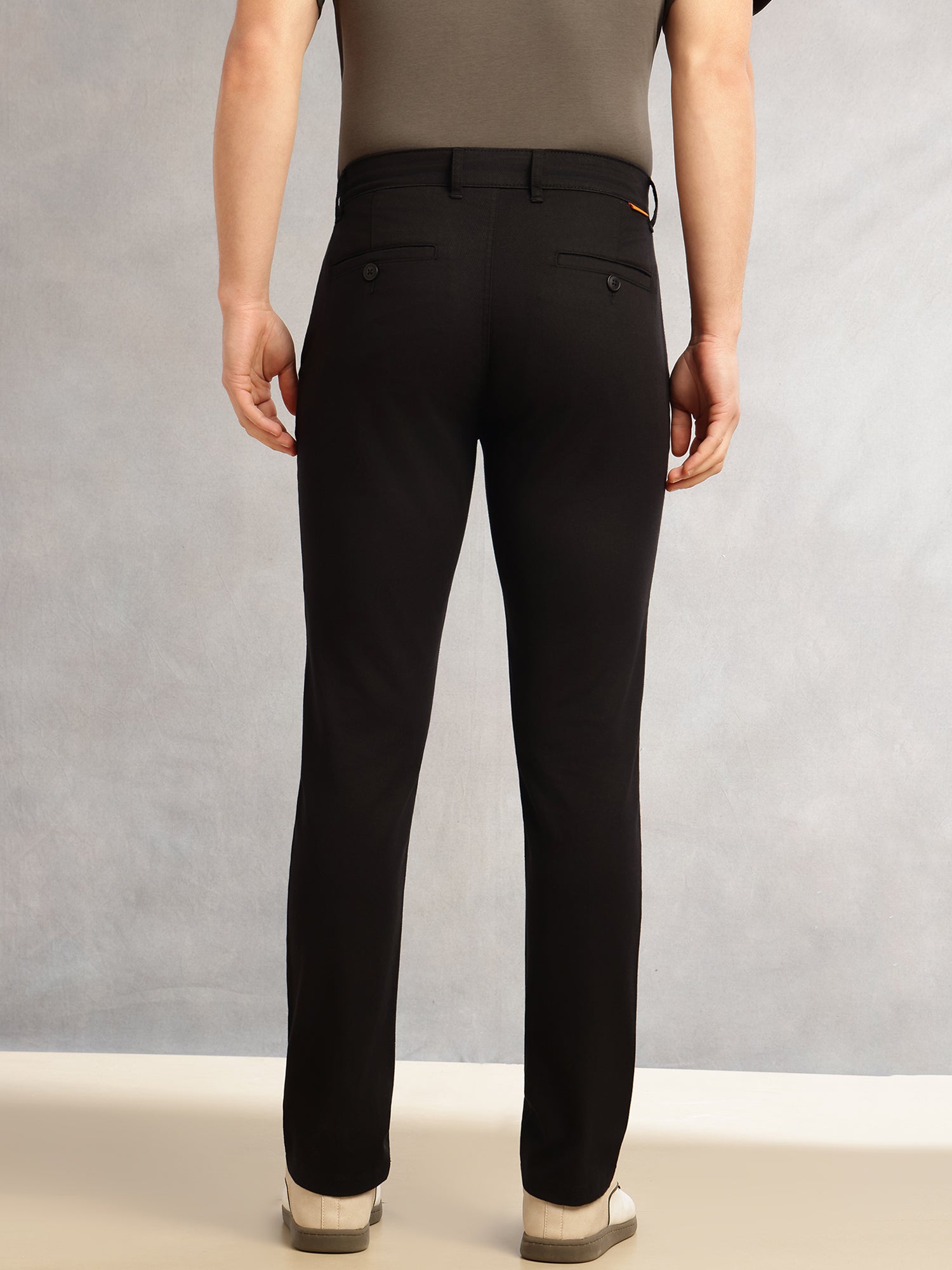 Thomas Scott Men Black Cricket Club Collection Regular Fit Mid-Rise Solid 4 Pockets Woven Chinos Trouser
