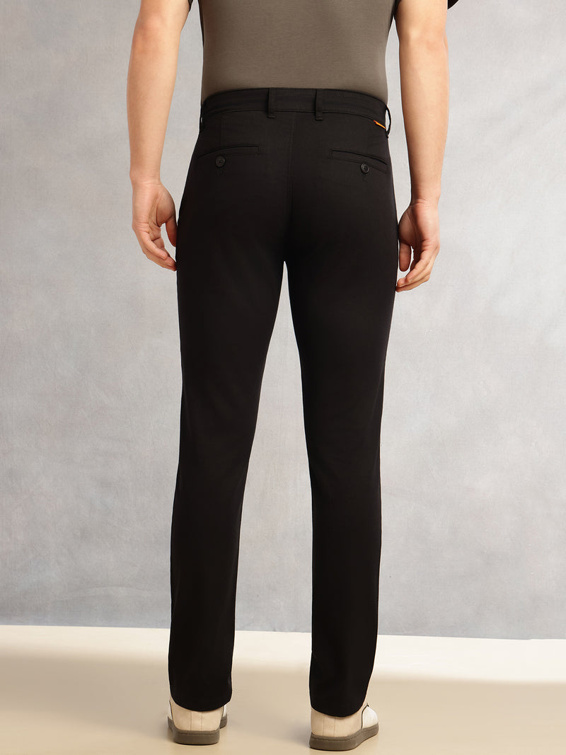 Thomas Scott Men Black Cricket Club Collection Regular Fit Mid-Rise Solid 4 Pockets Woven Chinos Trouser