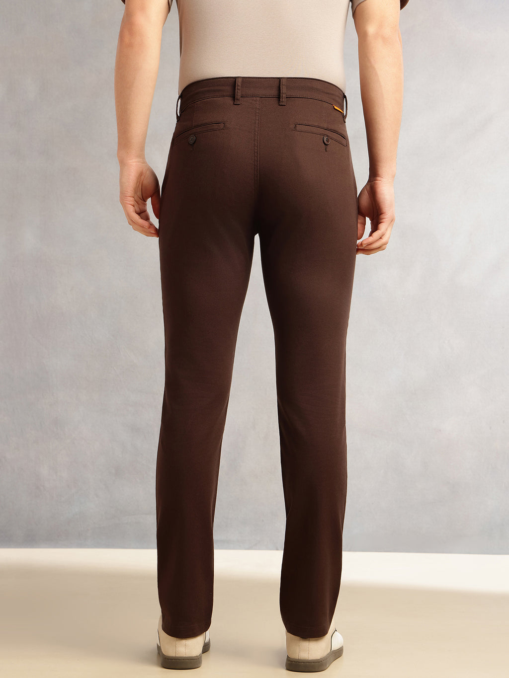 Thomas Scott Men Brown Cricket Club Collection Regular Fit Mid-Rise Solid 4 Pockets Woven Chinos Trouser