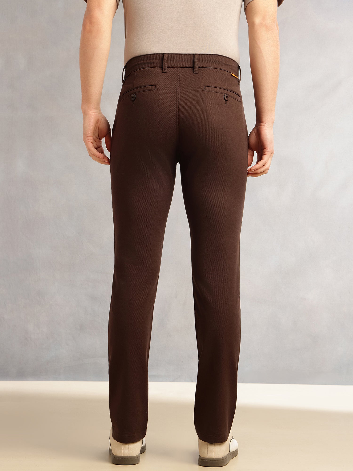Thomas Scott Men Brown Cricket Club Collection Regular Fit Mid-Rise Solid 4 Pockets Woven Chinos Trouser