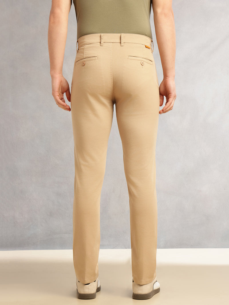 Thomas Scott Men Khaki Cricket Club Collection Regular Fit Mid-Rise Solid 4 Pockets Woven Chinos Trouser