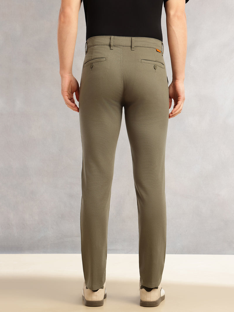 Thomas Scott Men Olive Cricket Club Collection Regular Fit Mid-Rise Solid 4 Pockets Woven Chinos Trouser